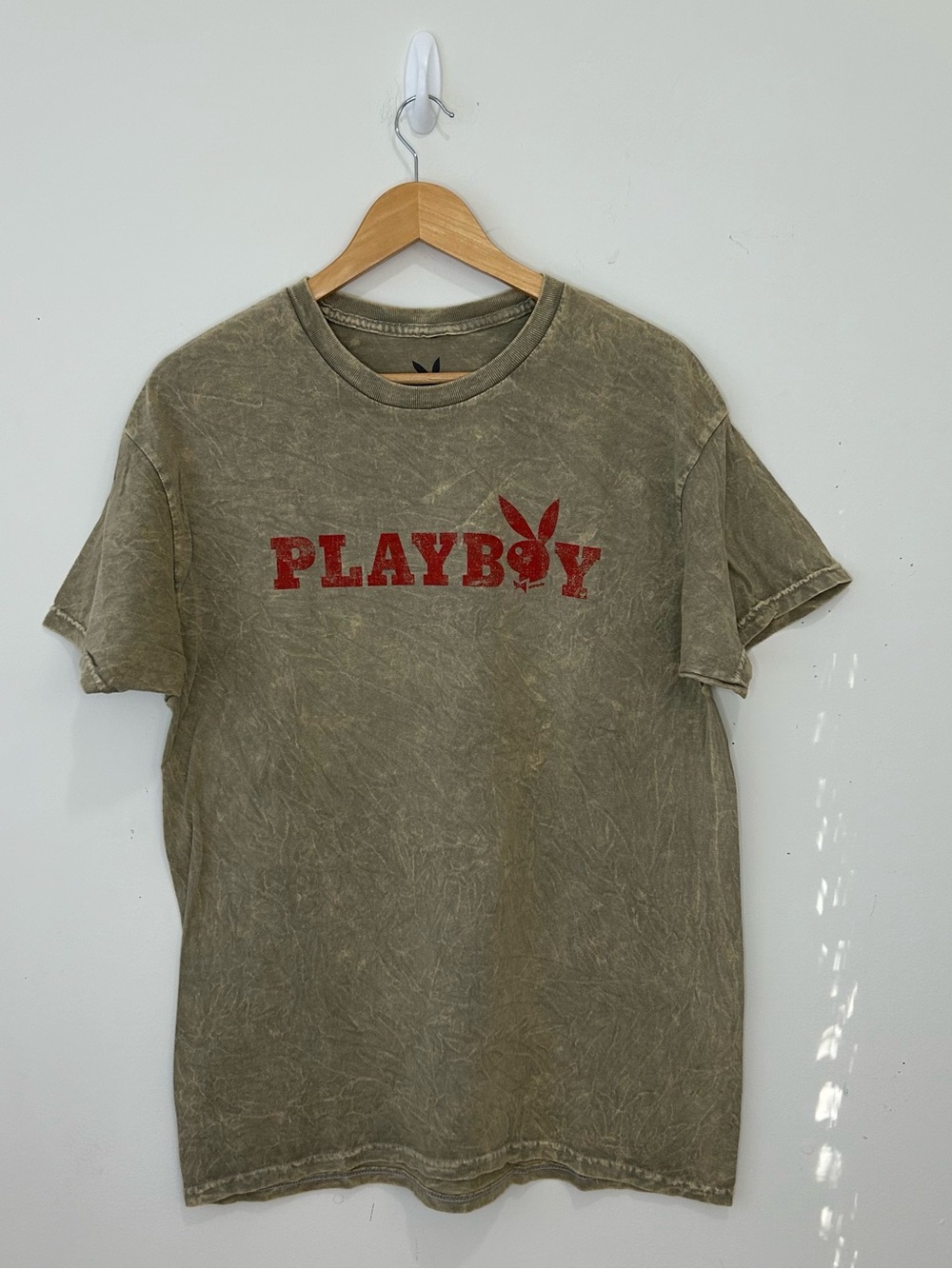 Playboy Graphic T Shirt Large Olive Short Sleeves Crewneck